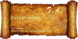 Tallér Anikó névjegykártya